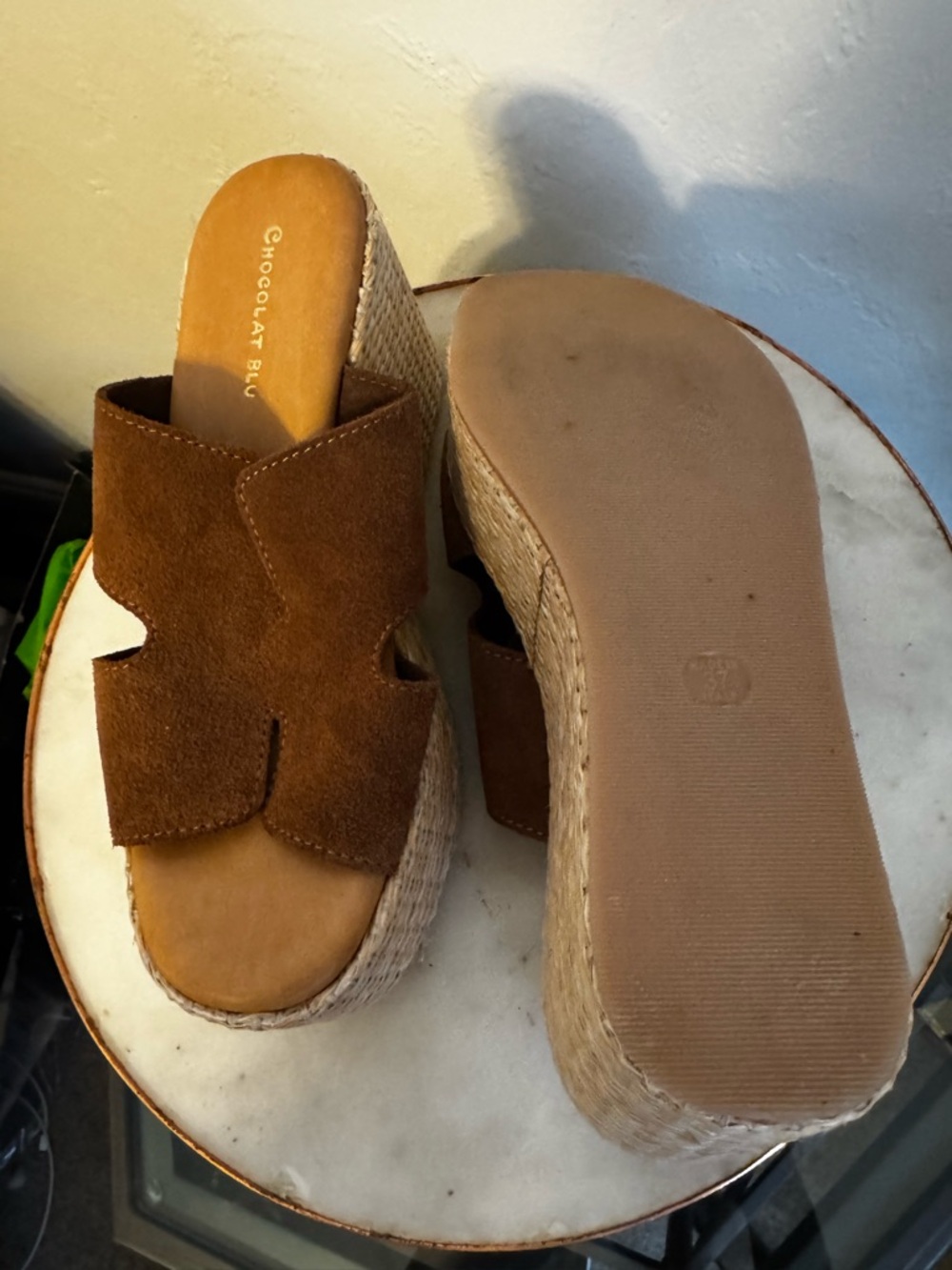 Chocolat Blu Brown Suede Espadrille Wedge Sandals - Picture 3 of 5